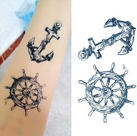 SanerLian Set of 5 Waterproof Temporary Tattoo Stickers Pirate Sailor Culture Anchor Design Body ... | Amazon (US)