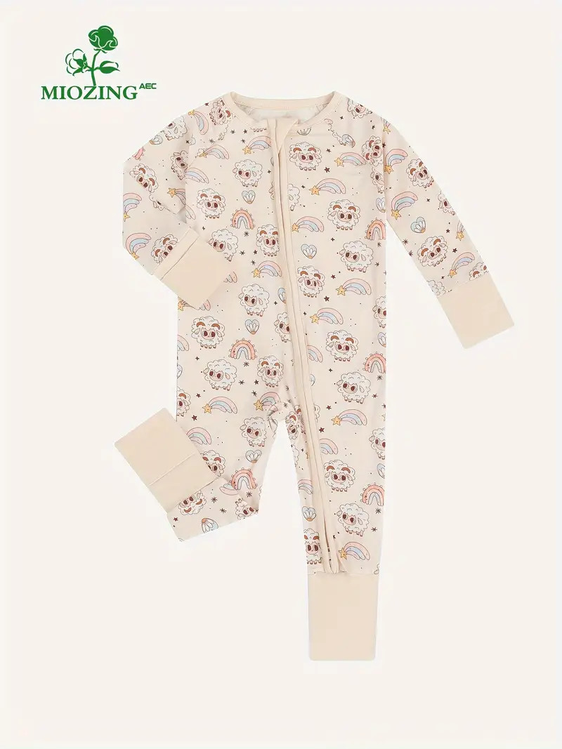MIOZING Comfy High-end Bamboo Cute Beige Sheep Long Sleeve Bodysuit | Temu Affiliate Program