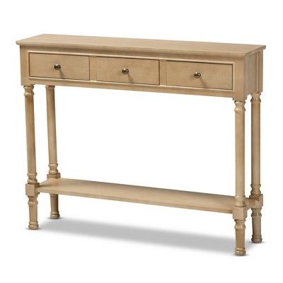 3 Drawer Calvin Wood Entryway Console Table - Baxton Studio | Target