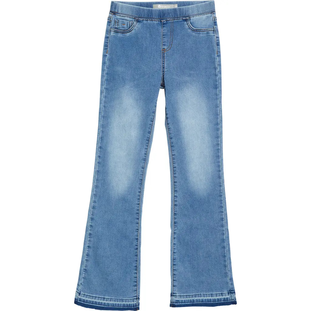 Tractr Kids' Pull-On Knit Flare Jeans in Washed Indigo at Nordstrom, Size 14 | Nordstrom
