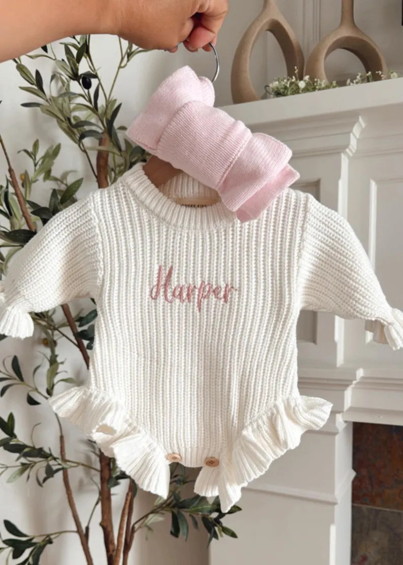 Newborn Baby Outfit Hospital Outfit Baby Shower Gift Set Newborn Personalized Ruffle Romper Oufit | Etsy (US)