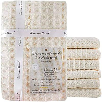 Linen and Towel Kitchen Dish Towels Ring Spun Cotton Large 18" x 28" 6-Pack Big Waffle - Kitchen ... | Amazon (US)