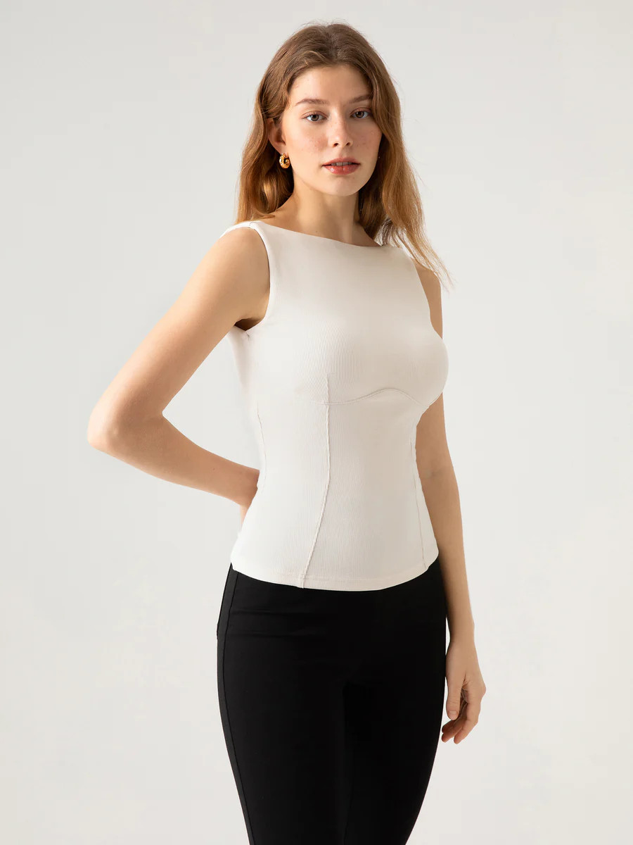 Bustier Boatneck Open-Back Brami Tank - Peridot | OGL