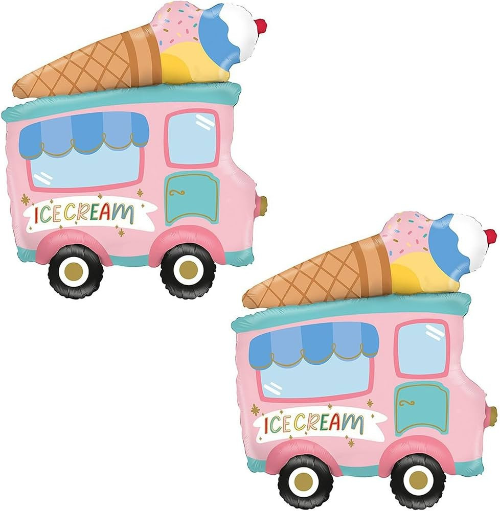 Ice Cream Truck Balloons 2 Pieces Foil Balloon Ice Cream Decoration Ice Cream Truck Foil Balloon ... | Amazon (US)