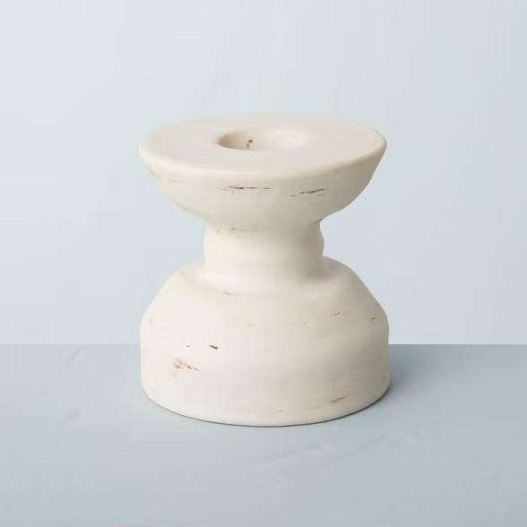 Chunky Ceramic Taper Holder Natural Cream - Hearth & Hand™ with Magnolia | Target