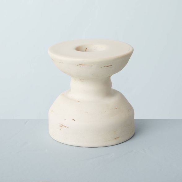 Chunky Ceramic Taper Holder Natural Cream - Hearth &#38; Hand&#8482; with Magnolia | Target
