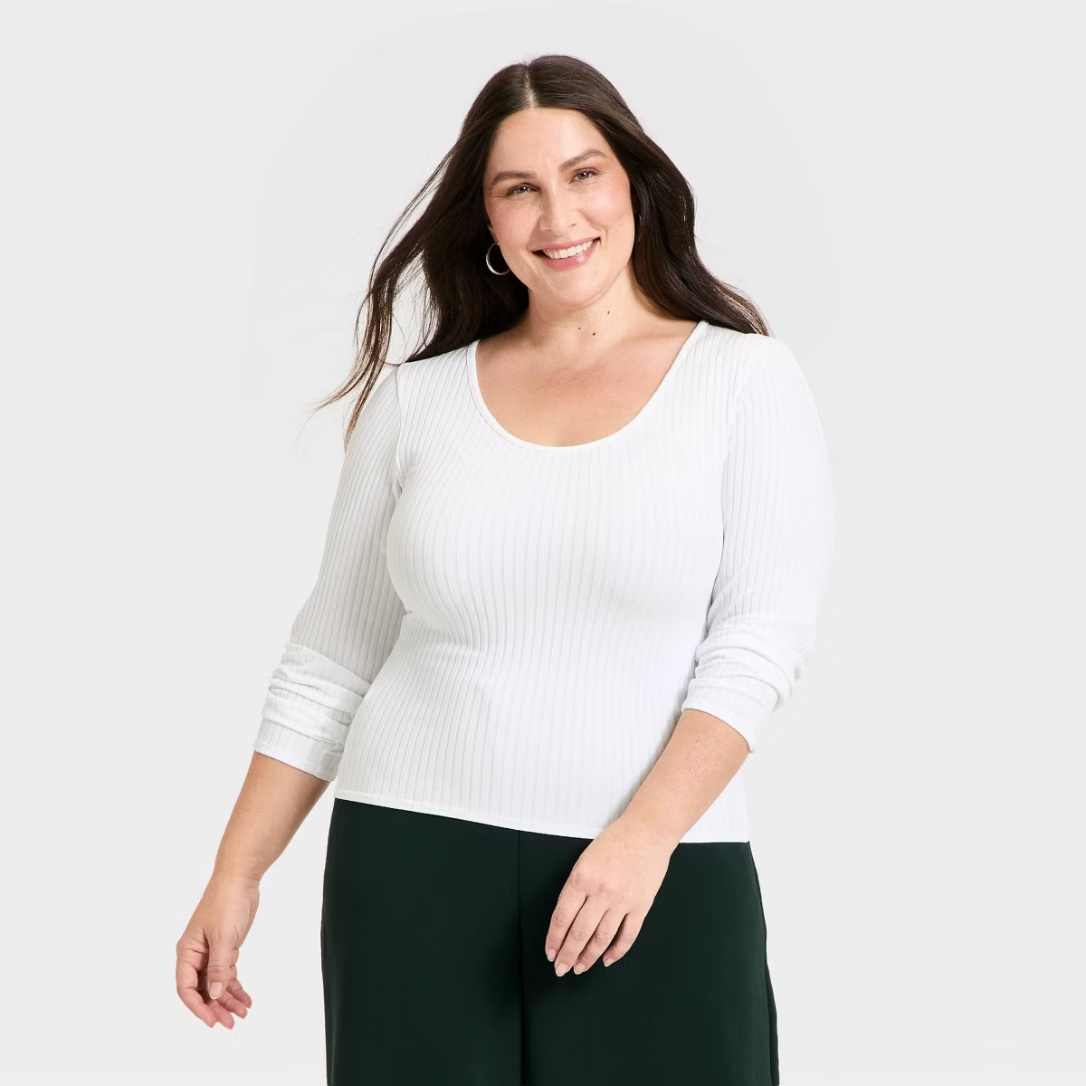 Women's Slim Fit Ribbed Seamless Long Sleeve Top - A New Day™ | Target
