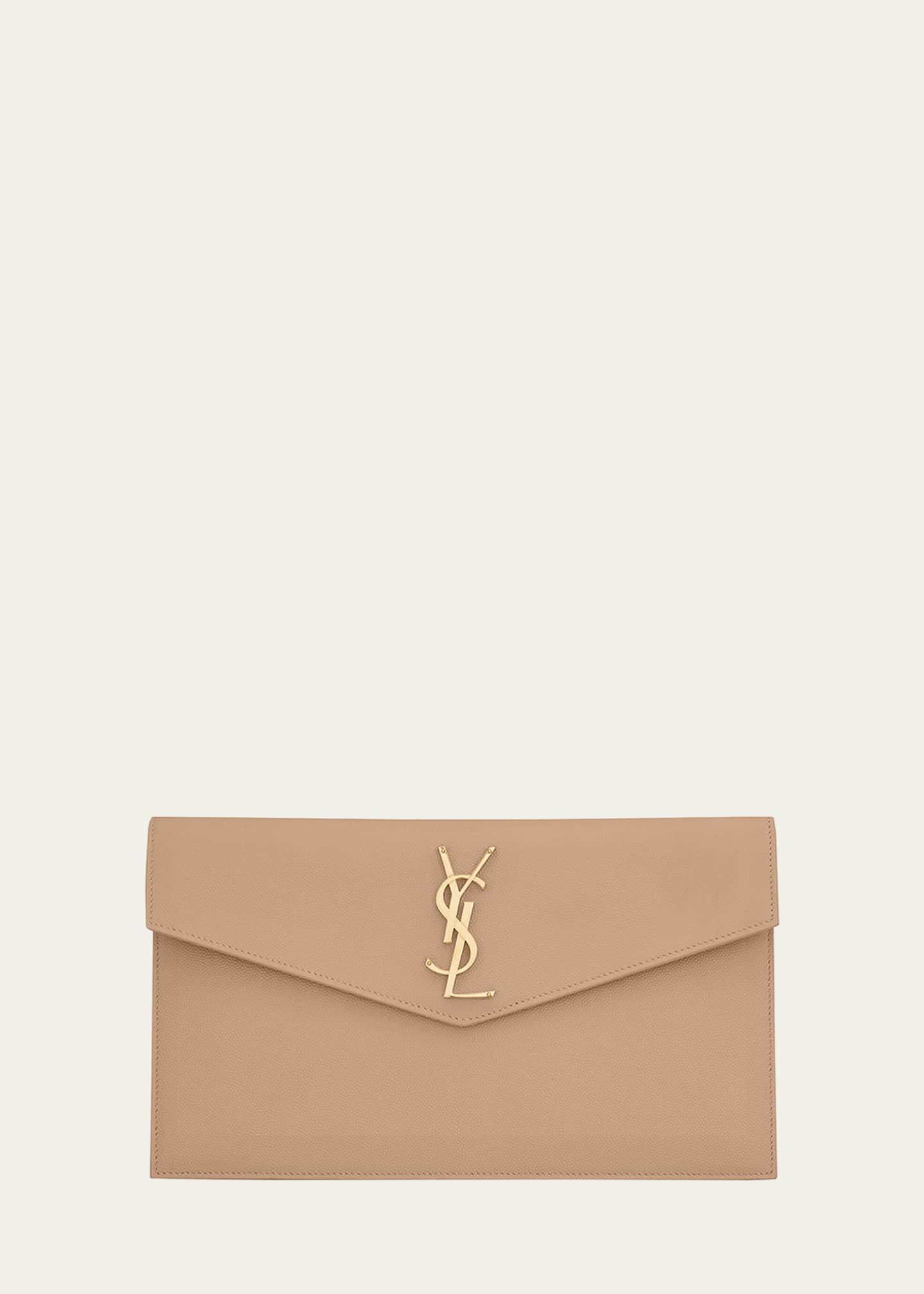 Saint Laurent Uptown YSL Pouch in Grained Leather | Bergdorf Goodman