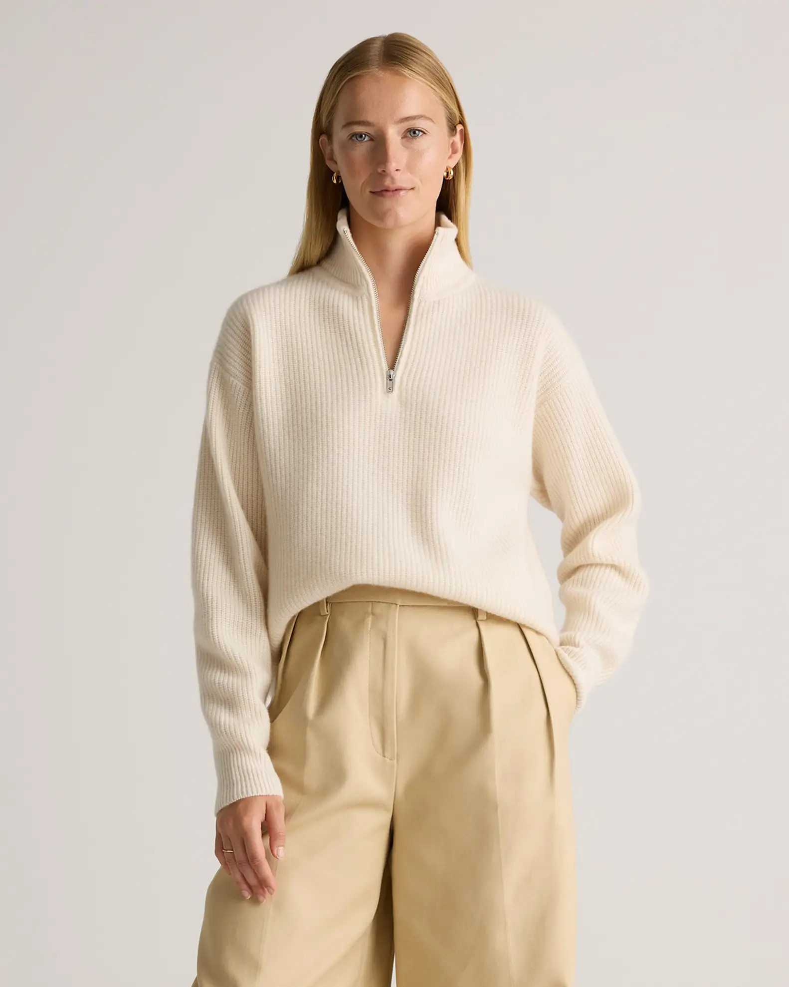 Mongolian Cashmere Fisherman Quarter Zip Sweater | Quince