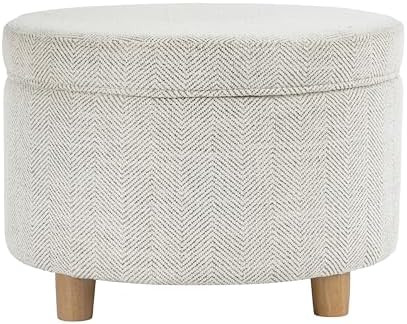 Homepop Home Decor | Upholstered Round Storage Ottoman | Ottoman with Storage for Living Room & B... | Amazon (US)
