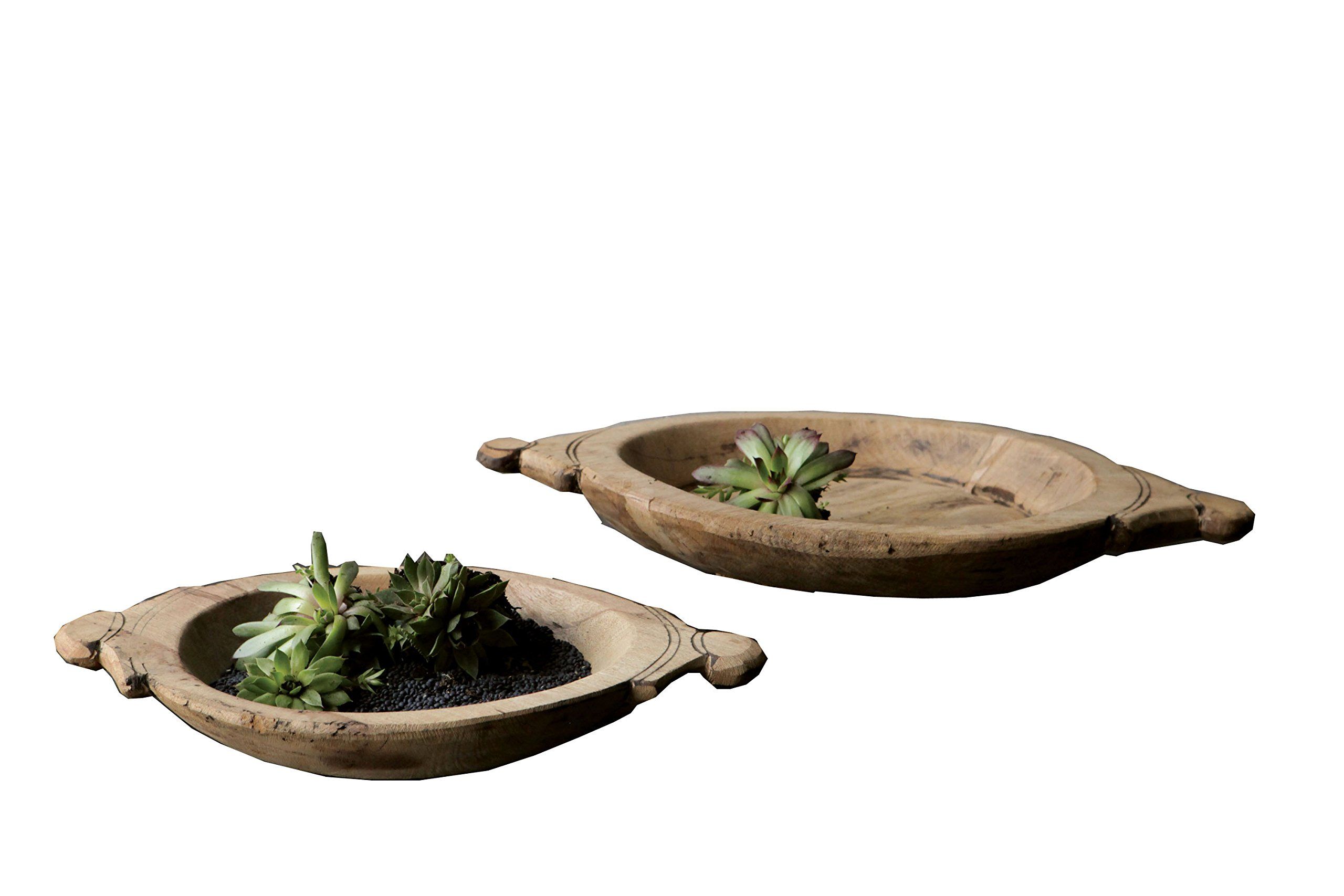 Creative Co-Op Set of 2 Hand Carved Wood Bowls | Amazon (US)