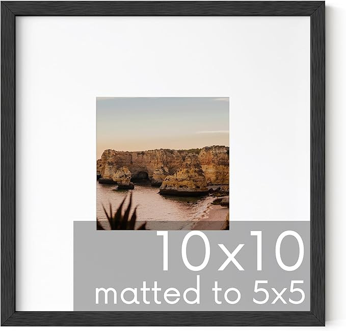 HAUS AND HUES Black Oak Wood 10x10 Picture Frame Matted to 5x5 - Square Frame with Plexiglass, Mo... | Amazon (US)