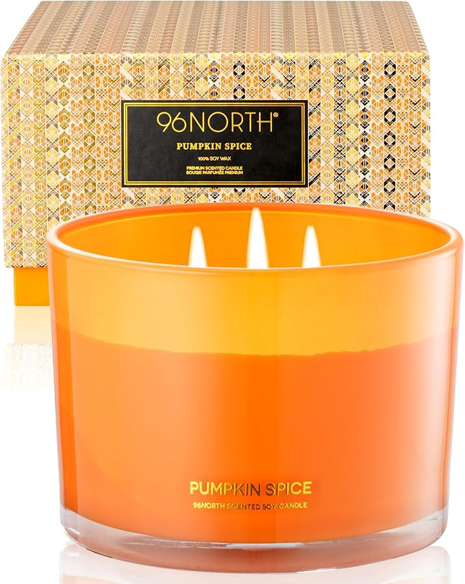 96NORTH Luxury Pumpkin Soy Candle | Large 3 Wick Jar Candle | Halloween & Fall Decor | Up to 40 H... | Amazon (US)