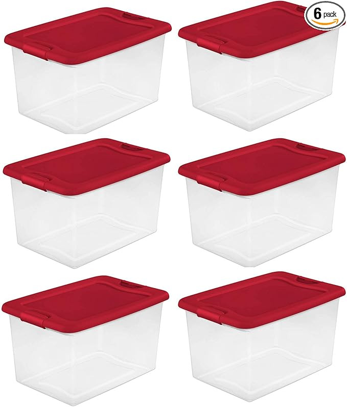 Sterilite 64 Qt Latching Storage Box, Stackable Bin with Latch Lid, Organize Holiday Decor in Clo... | Amazon (US)