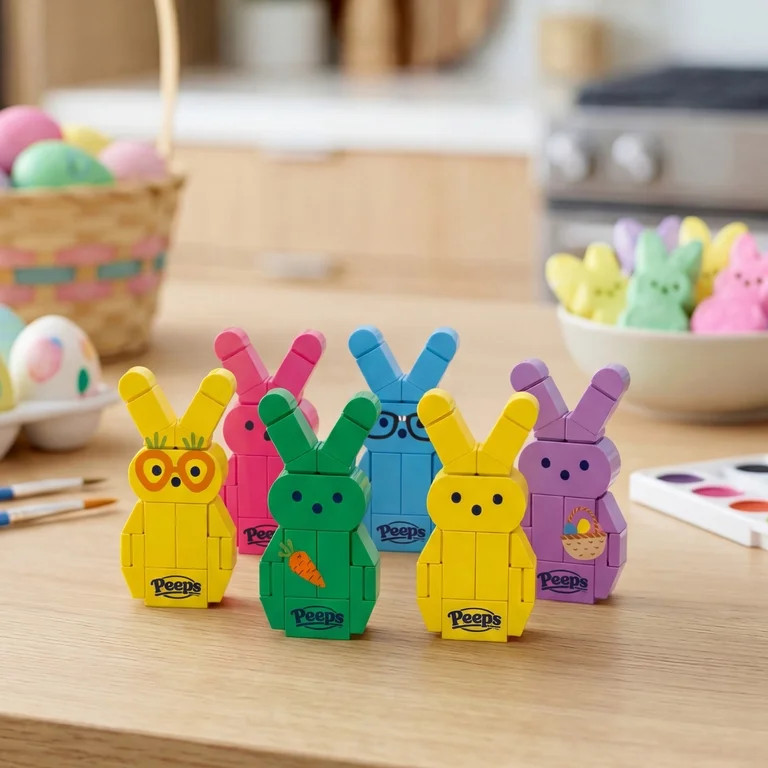 Brickcraft PEEPS Blue, Purple and Yellow Bunny Building Kit (63-Piece Set), Easter Candy Brick To... | Walmart (US)