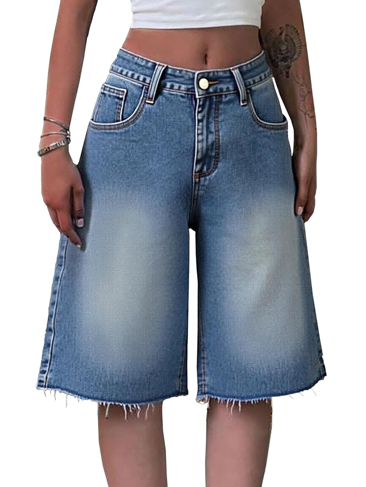 EMMIOL Women Jorts Baggy Jeans Jorts Outfits Mid-Low Waisted Denim Y2K Shorts Summer Hot Short Pa... | Amazon (US)