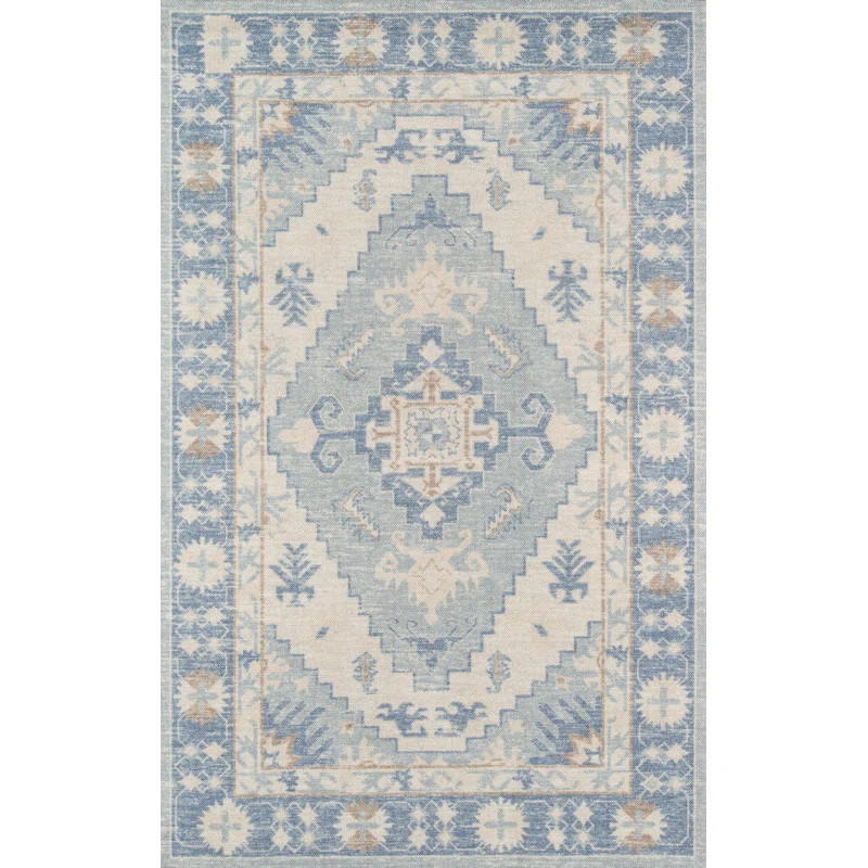 Agapanthus Oriental Blue Area Rug | Wayfair North America
