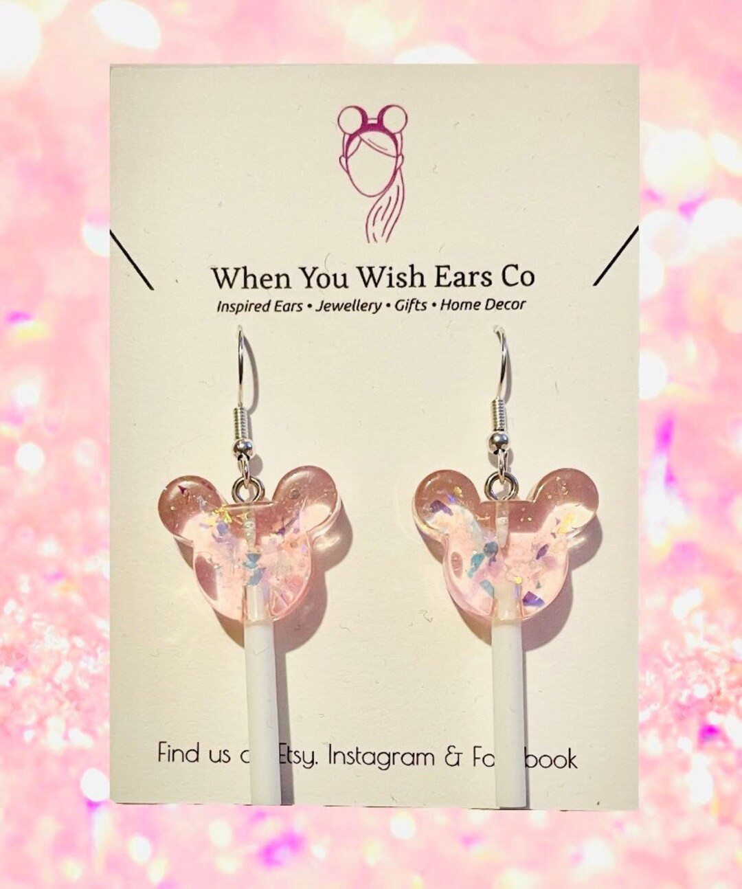 Mickey Lollipop earrings, Mickey candy earrings, Mickey sparkle glitter earrings, Mickey snacks e... | Etsy (US)