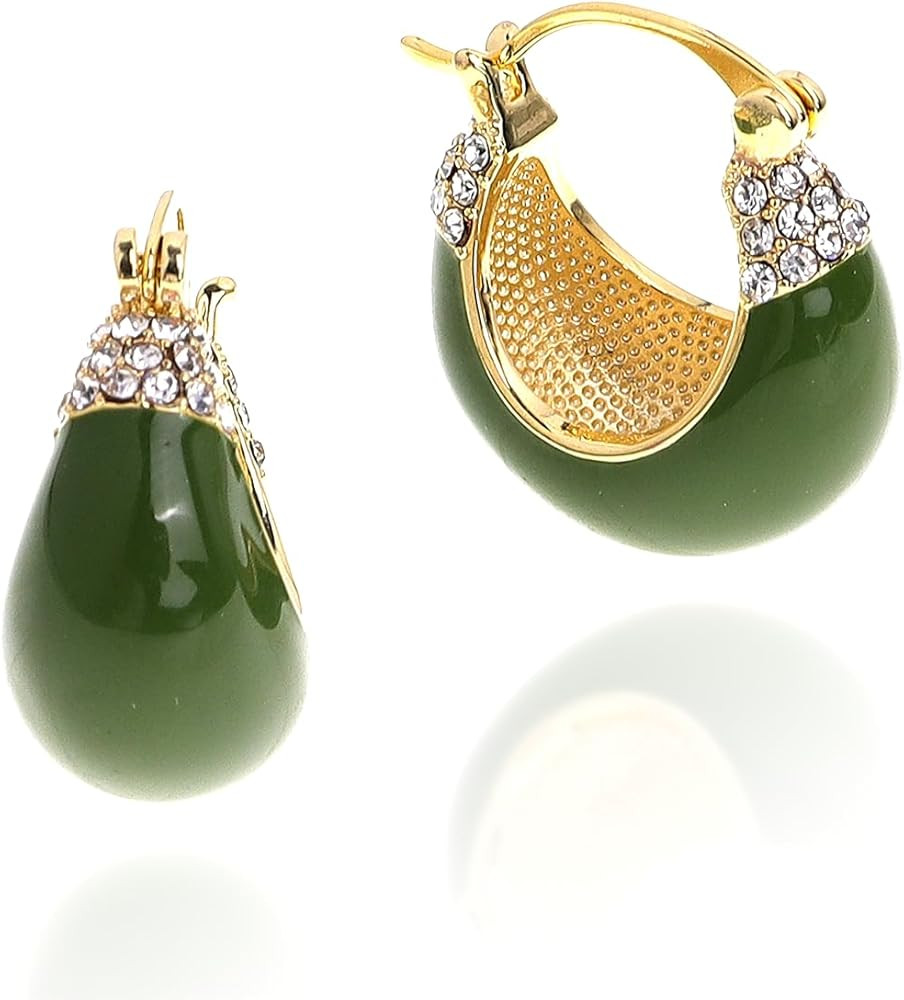 Sonateomber Thick Chunky Huggie Hoop Earrings for Women – Statement Vintage Gold Pated Cubic Zi... | Amazon (US)