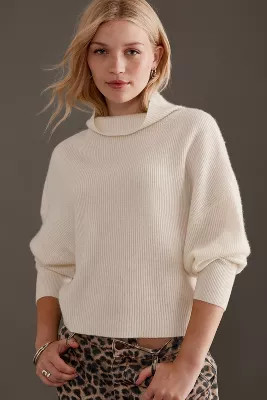 Pilcro Anir Ribbed Mock-Neck Cashmere Jumper | Anthropologie (UK)
