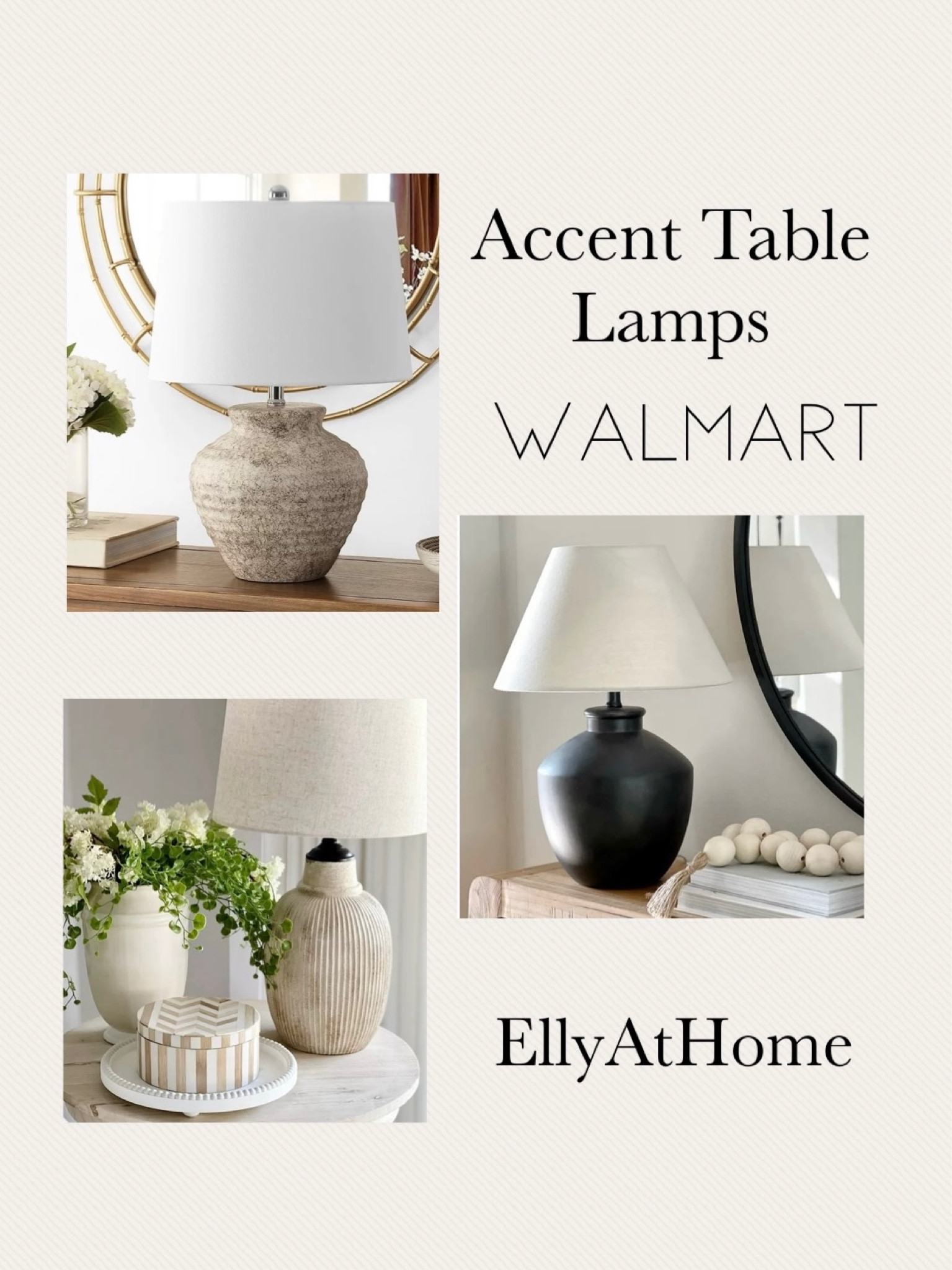 Accent table lamps at Walmart. Perfect for any spot in your home. Neutrals, black, rustic textured lamps. Home decor accessories. Free shipping. 

#LTKsalealert #LTKhome #LTKfindsunder50