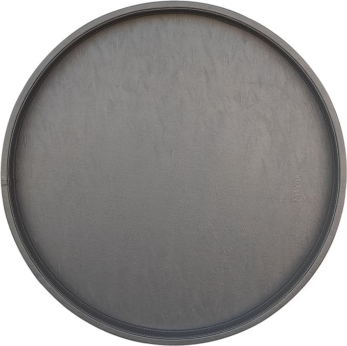 QAVOL 30 * 30 inches high-end Light Luxury Leather Round Oversized Service Tray, Ottoman Tray，C... | Amazon (US)
