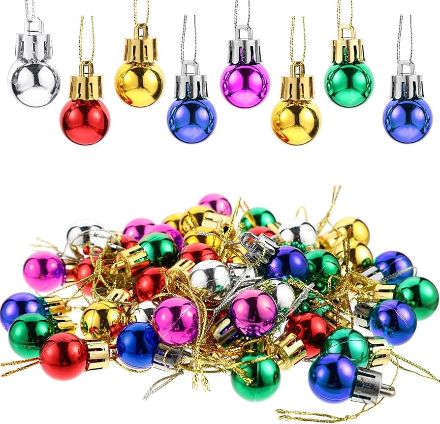 Boao 96 Pcs Christmas Mini Balls Ornaments Miniature Xmas Tree Ornaments Multicolour Shiny Small ... | Amazon (US)