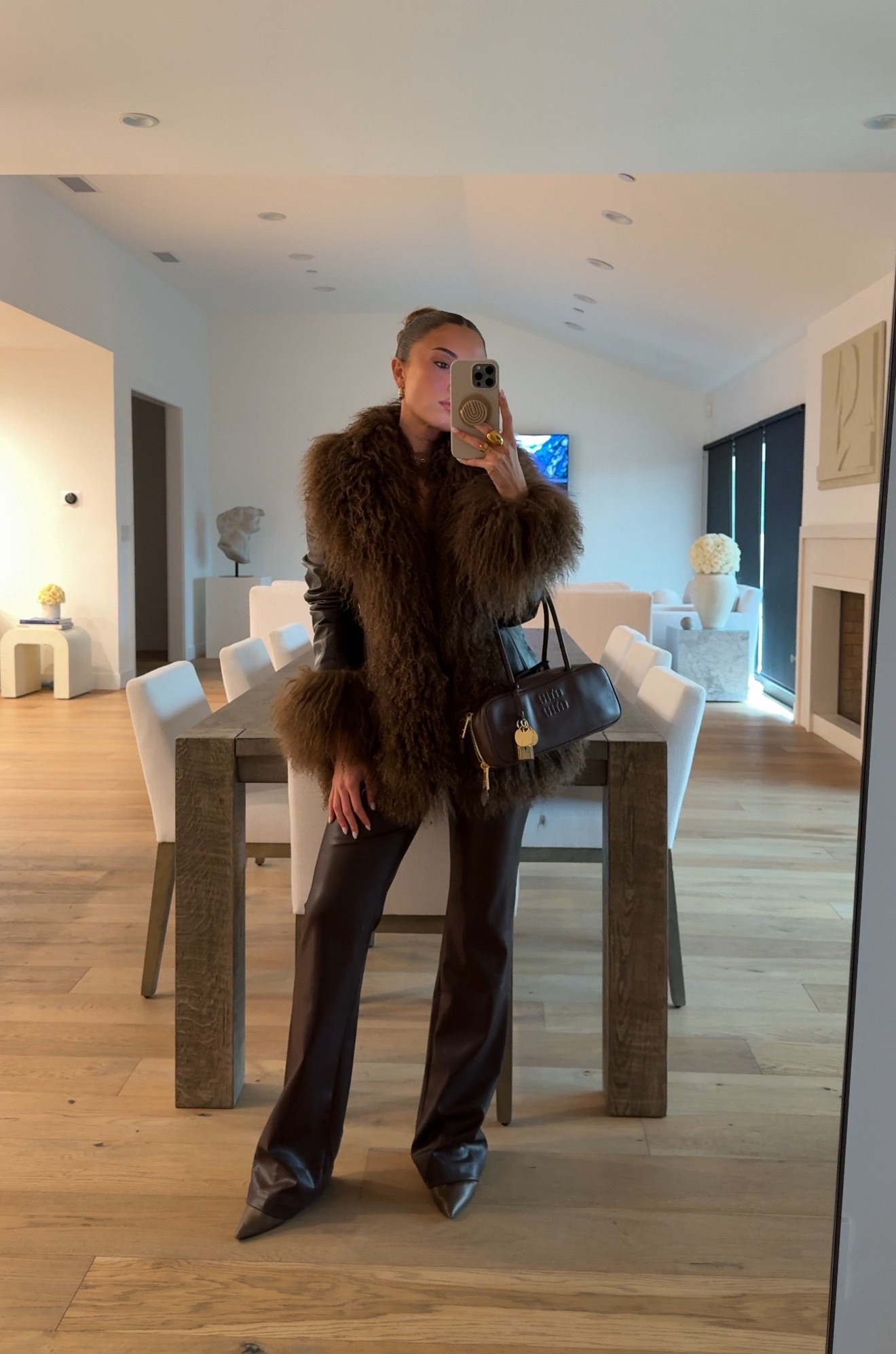 Brown Leather Pants and Fur jacket and Miu Miu bag IceLink Jewelry

#LTKootd #LTKHoliday