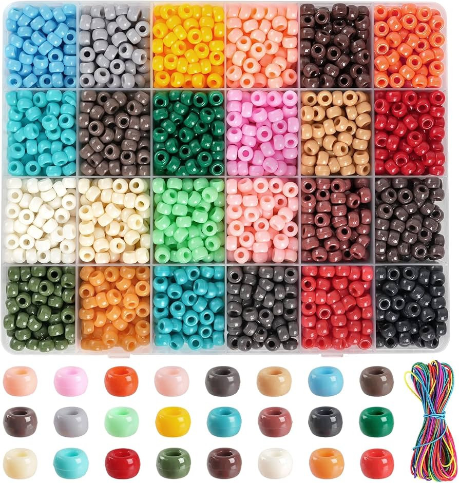 2880Pcs matte color, brown, tan, 6\u00d79mm, plastic friendship beads kit, bulk, for hair, neckla... | Amazon (US)