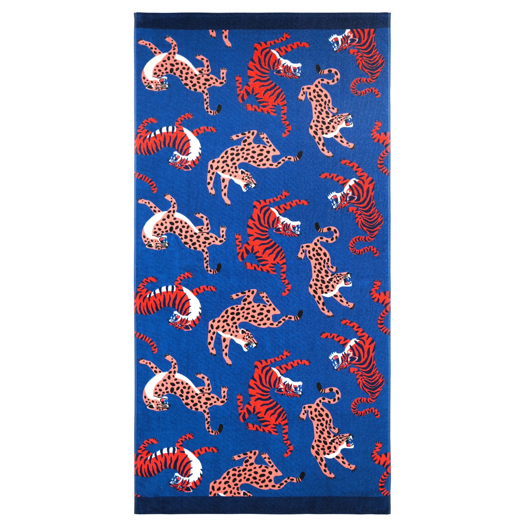 Mainstays Jungle Cat Beach Towel, 72 in x 36 in, Blue | Walmart (US)
