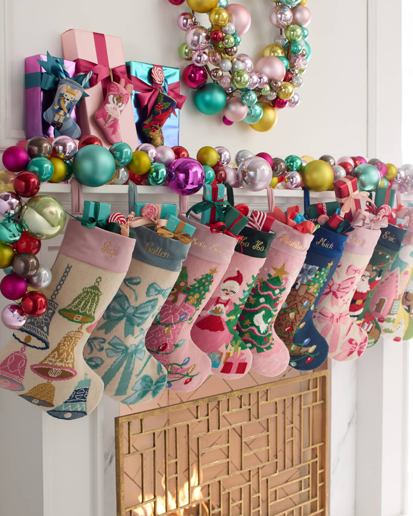 Bauble Stockings x Sainty Nelsen "The Jingle Jangle" Christmas Stocking, Personalized | Neiman Marcus