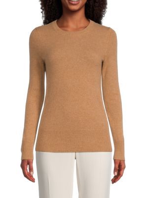 Ribbed Trim Crewneck Cashmere Sweater | Saks Fifth Avenue OFF 5TH