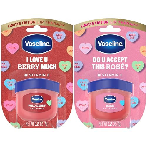 Vaseline Lip Therapy Mini Tinted Lip Balm Set, Valentine’s Day Limited Edition Rosé + Wild Berry with Vitamin E for Soft, Kissable Lips, 0.25 Oz Ea | Amazon (US)