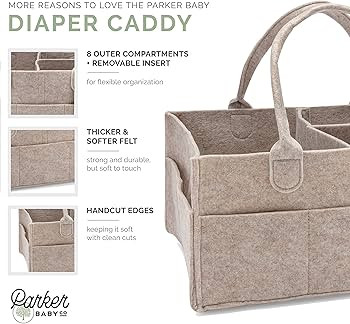Parker Baby Diaper Caddy - Nursery Storage Bin and Car Organizer for Diapers and Baby Wipes - Oat... | Amazon (US)