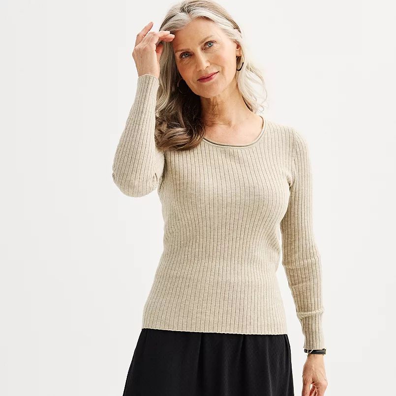 Women's Croft & Barrow® Ribbed Scoopneck Sweater | Kohl's