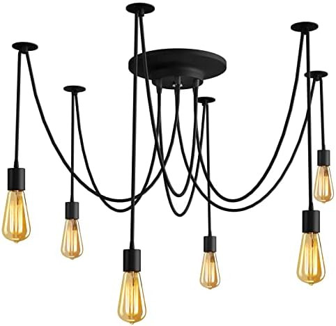 Fuloon Vintage Edison Multiple Ajustable DIY Ceiling Spider Lamp Light Pendant Lighting Chandelie... | Amazon (US)