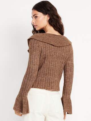 Wool-Blend Ruffle Tie-Front Cropped Cardigan | Old Navy (US)