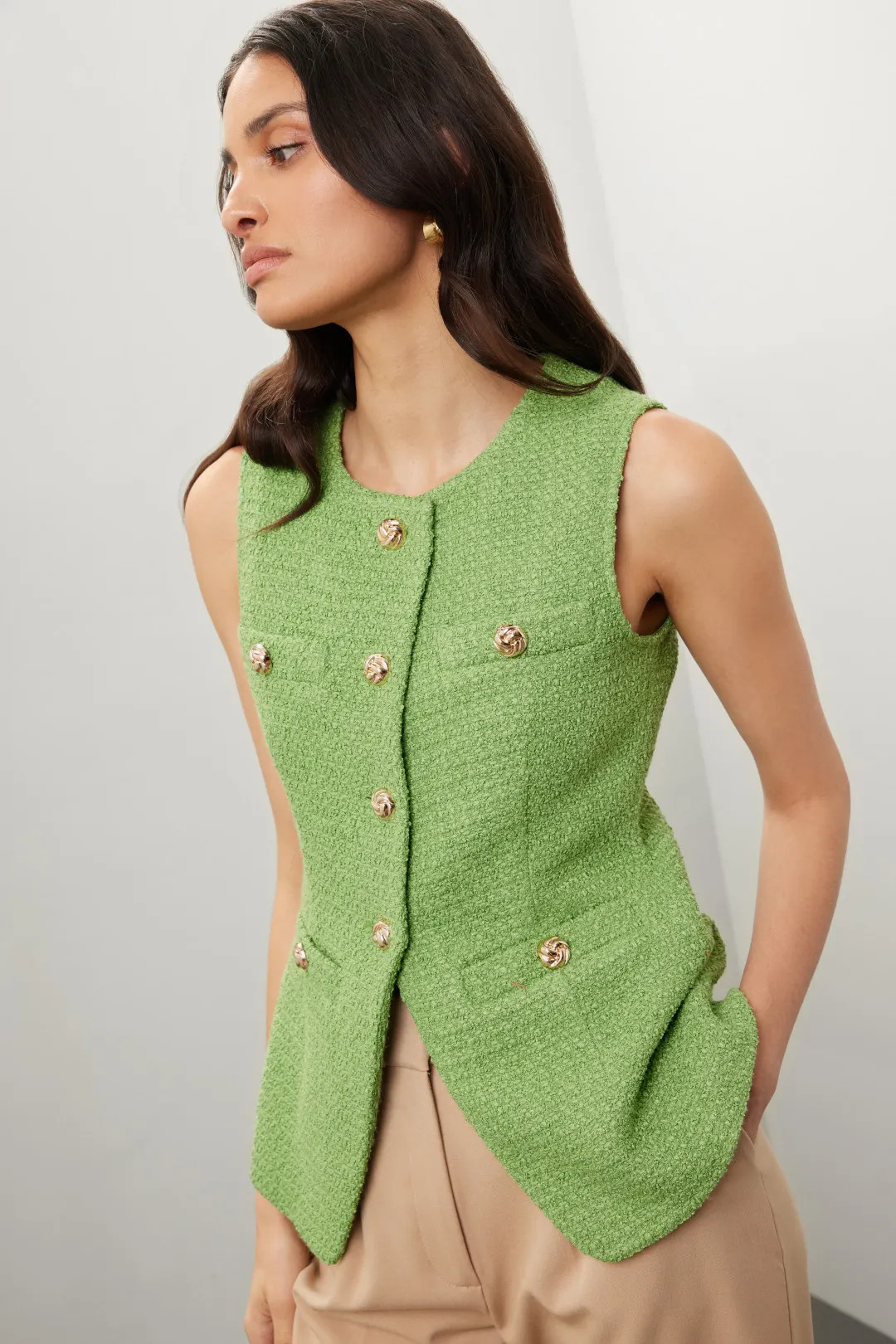 Tweed Buttoned Long Split Jacket | Rent the Runway