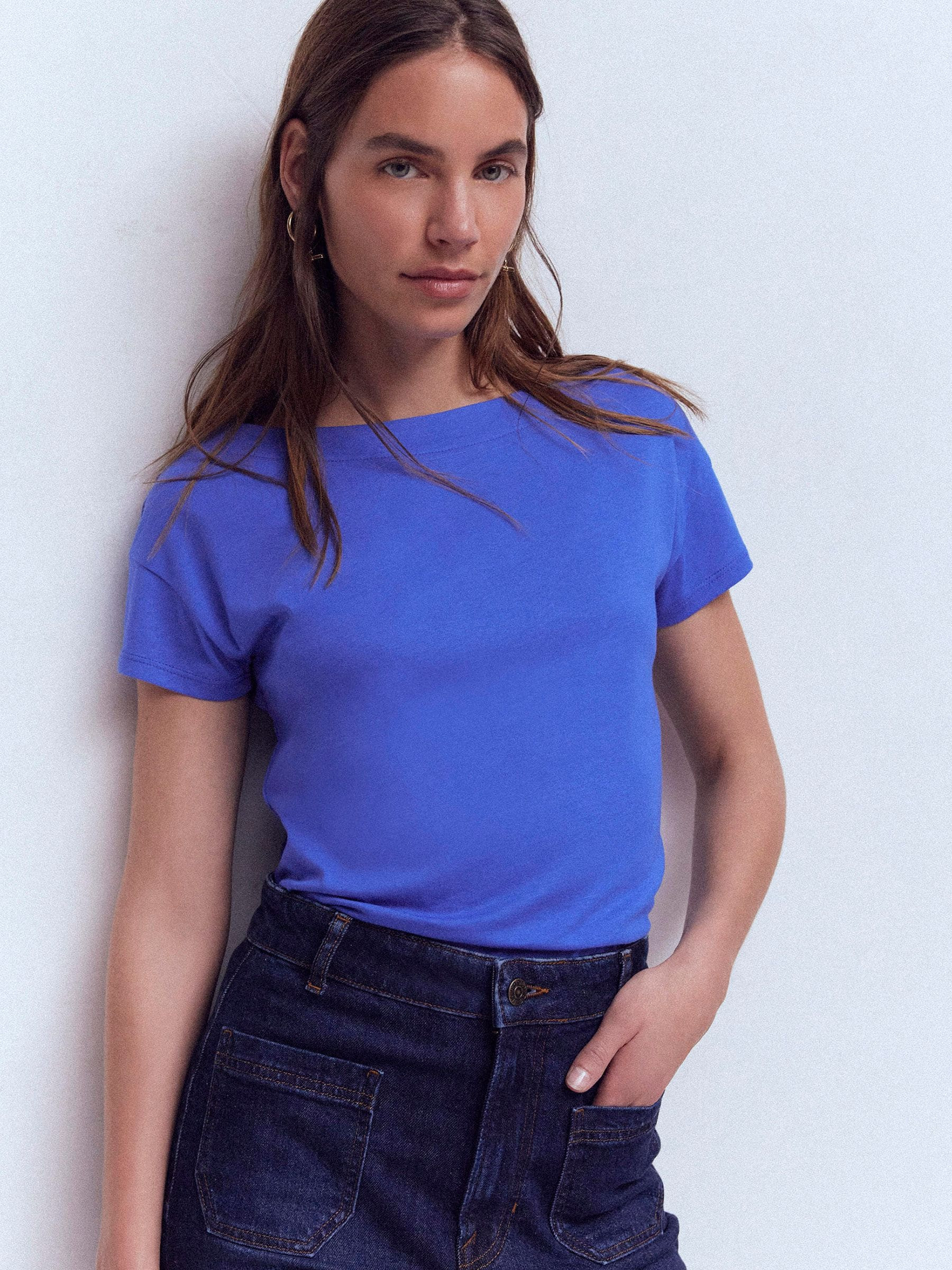 Boden Boden Blue Supersoft Boat Neck T-Shirt | Next US
