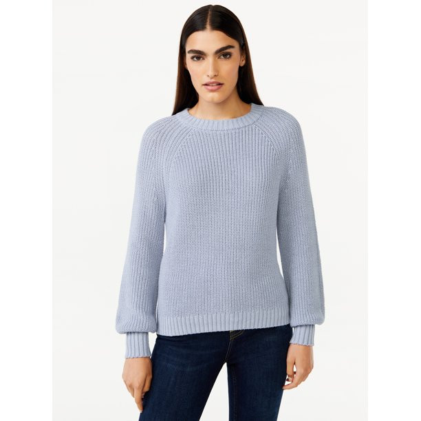 Free Assembly Women’s Shrunken Raglan Sweater with Long Sleeves | Walmart (US)
