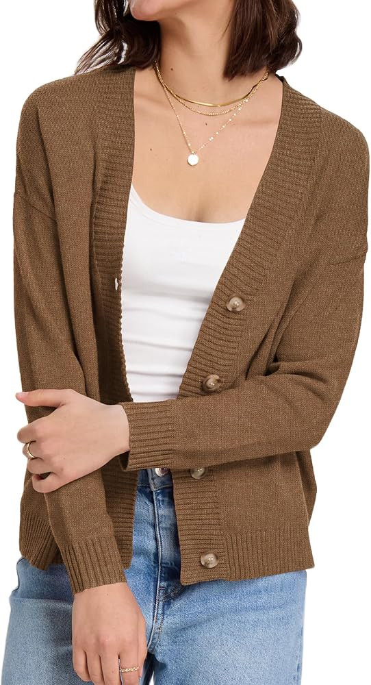 LOMON Women's Button Down Cardigan Sweaters Fall Long Sleeve Open Front Soft Cardigan Casual Loos... | Amazon (US)