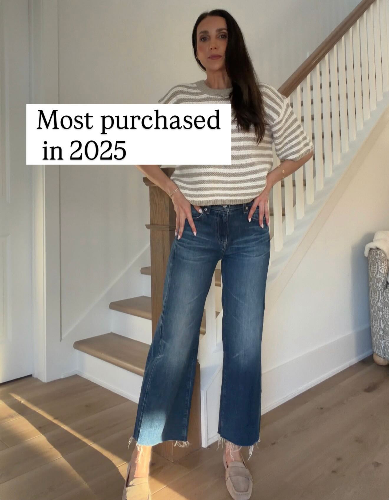 The most purchased jeans from 2025, ankle jeans, short sleeve sweater, casual outfit, annabrstylee

#LTKSeasonal #LTKOver40 #LTKWorkwear