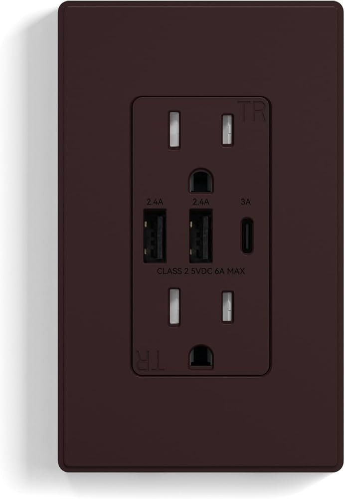 ELEGRP USB Outlets Receptacles, 3-Port Wall Outlet, 30W 6.0A Electrical Outlet, 15 Amp Tamper-Res... | Amazon (US)