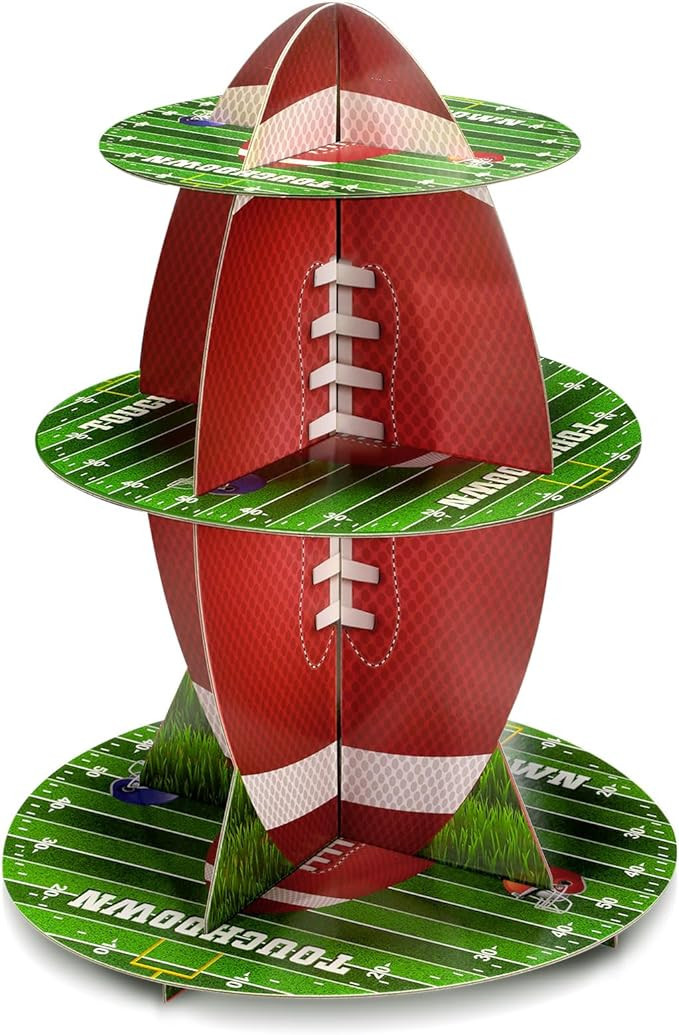 Censen Football Cupcake Stand Decoration 3 Tier Football Theme Party Cupcake Stand Sports Dessert... | Amazon (US)