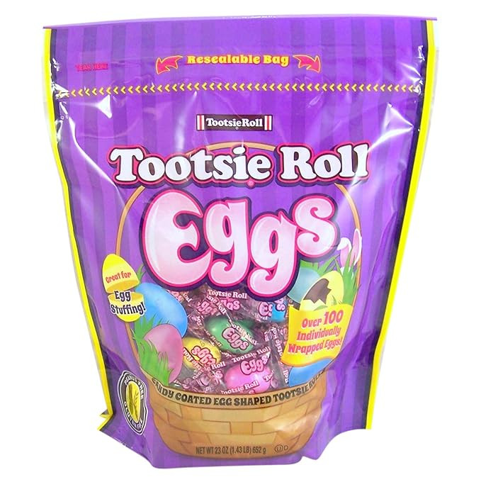 Tootsie Roll Eggs Candy Coated Egg Shaped Individually Wrapped Easter Candy, 23 oz Resealable Bag | Amazon (US)