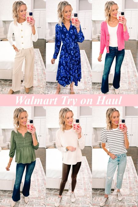 So many affordable and fun new @walmart arrivals! #WalmartPartner I’m loving these work pants, navy blue spring dress, pink cardigan, spring top, flare jeans, legging sweatshirt, and these crazy soft dressy t-shirts! Everything is $36 and under! 

#LTKfindsunder50