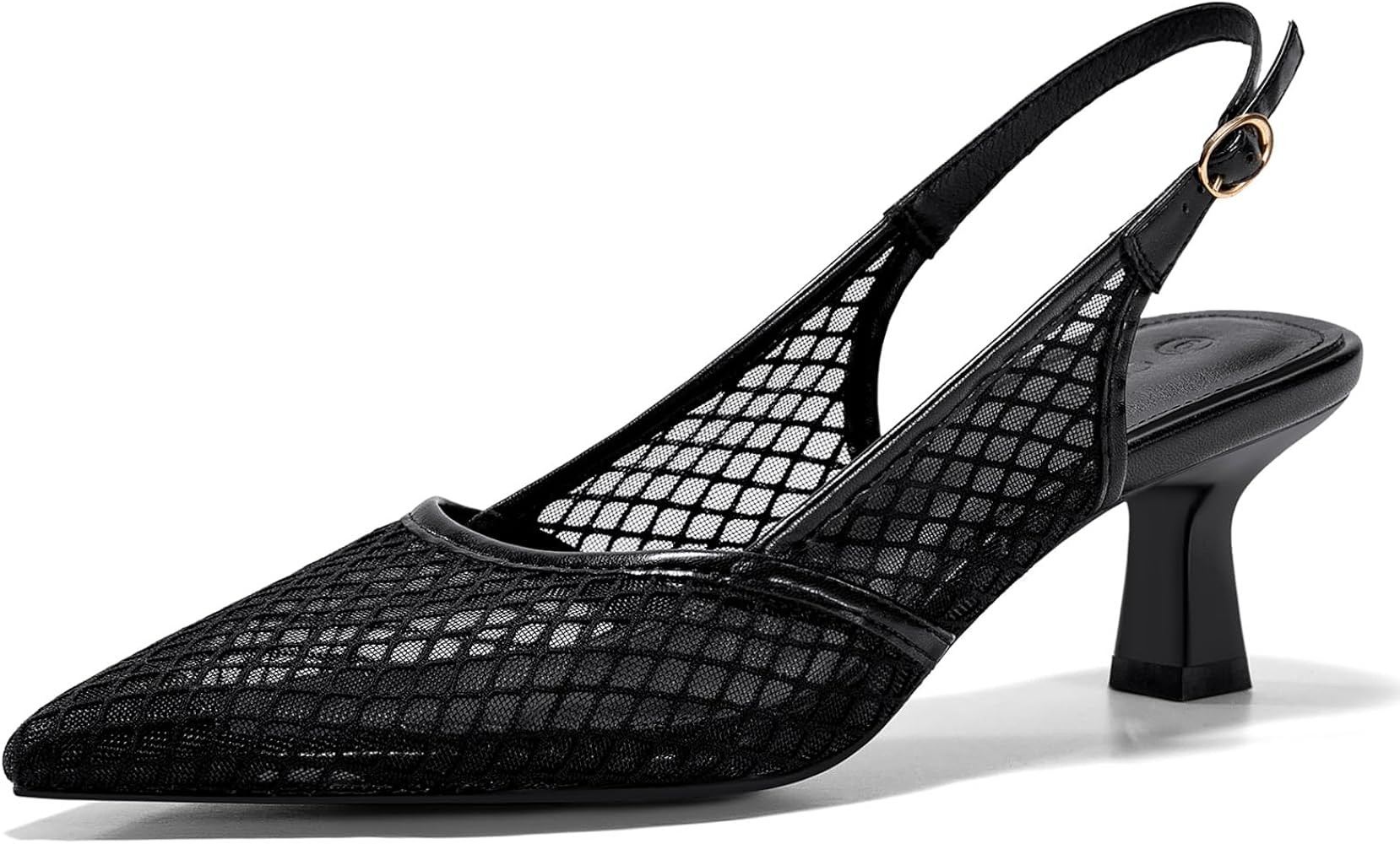 Coutgo Women's Slingback Kitten Low Heels Mesh Pumps Closed Pointed Toe Wedding Work Dress Shoes | Amazon (US)