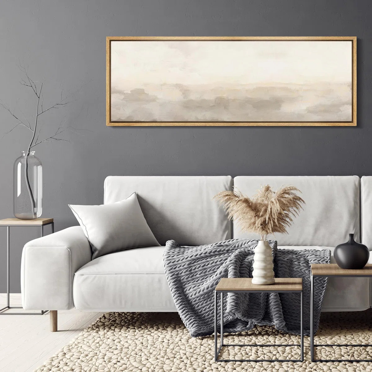 Minimal Landscape Muted Abstract Minimalist Neutral Décor Extra Large Framed Canvas Print Wall A... | Wayfair North America