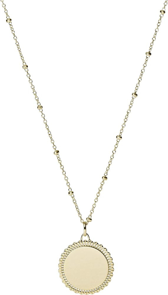 Fossil Women's Plated Stainless Steel Engravable Personalized Gift Pendant Chain Necklace | Amazon (US)