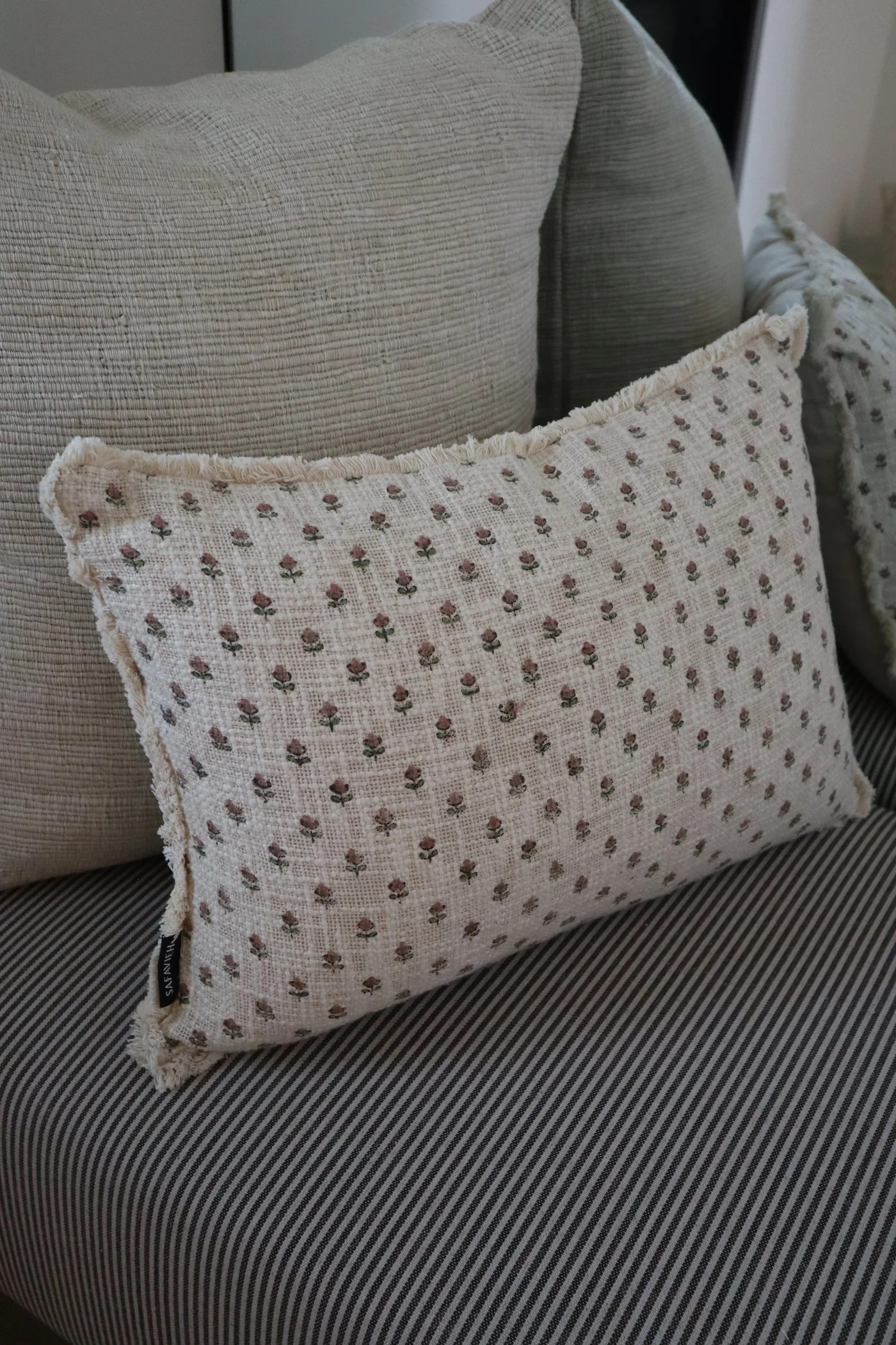 Floral Block Print Lumbar Pillow - 14"x20" | THELIFESTYLEDCO